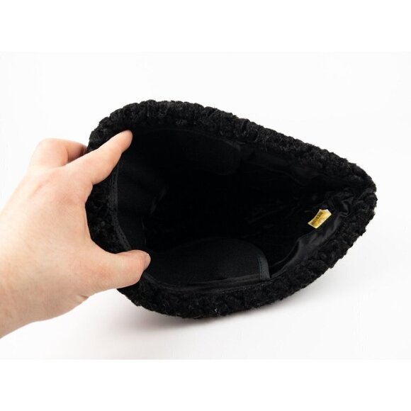 Adam Meldrum & Anderson Black Boiled Wool Hat with Ear Covers Size M Winter Cap - Picture 10 of 13